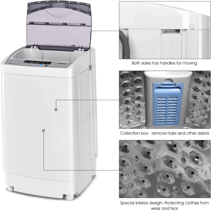 1.34 Cu.ft Full-Automatic Washing Machine, Portable Compact