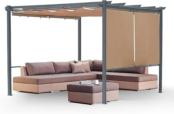 10 x 13 ft Outdoor Pergola with Retractable Shade Canopy