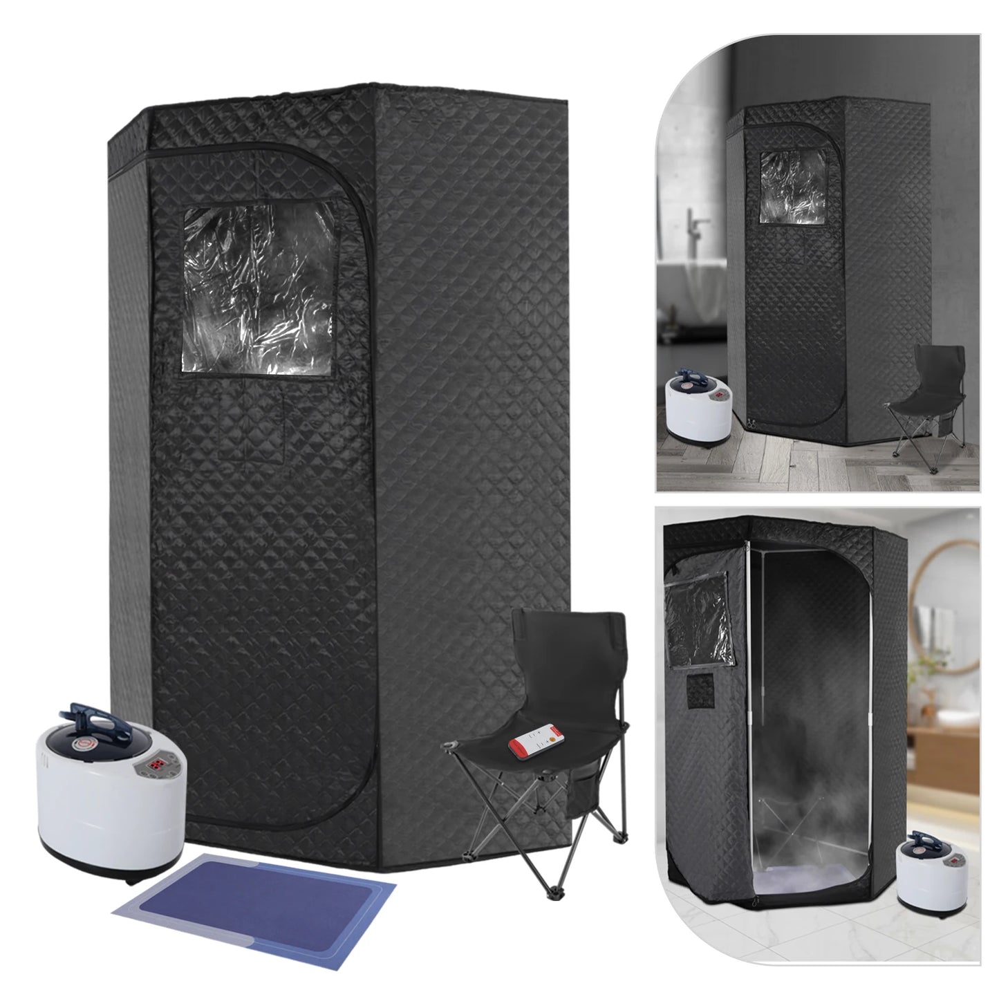 Portable Steam Sauna for Home with Remote Control Folding Chair