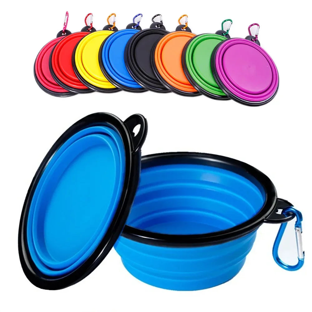 Portable Folding Pet Bowl Dishes with Carabiner Pet Supplies