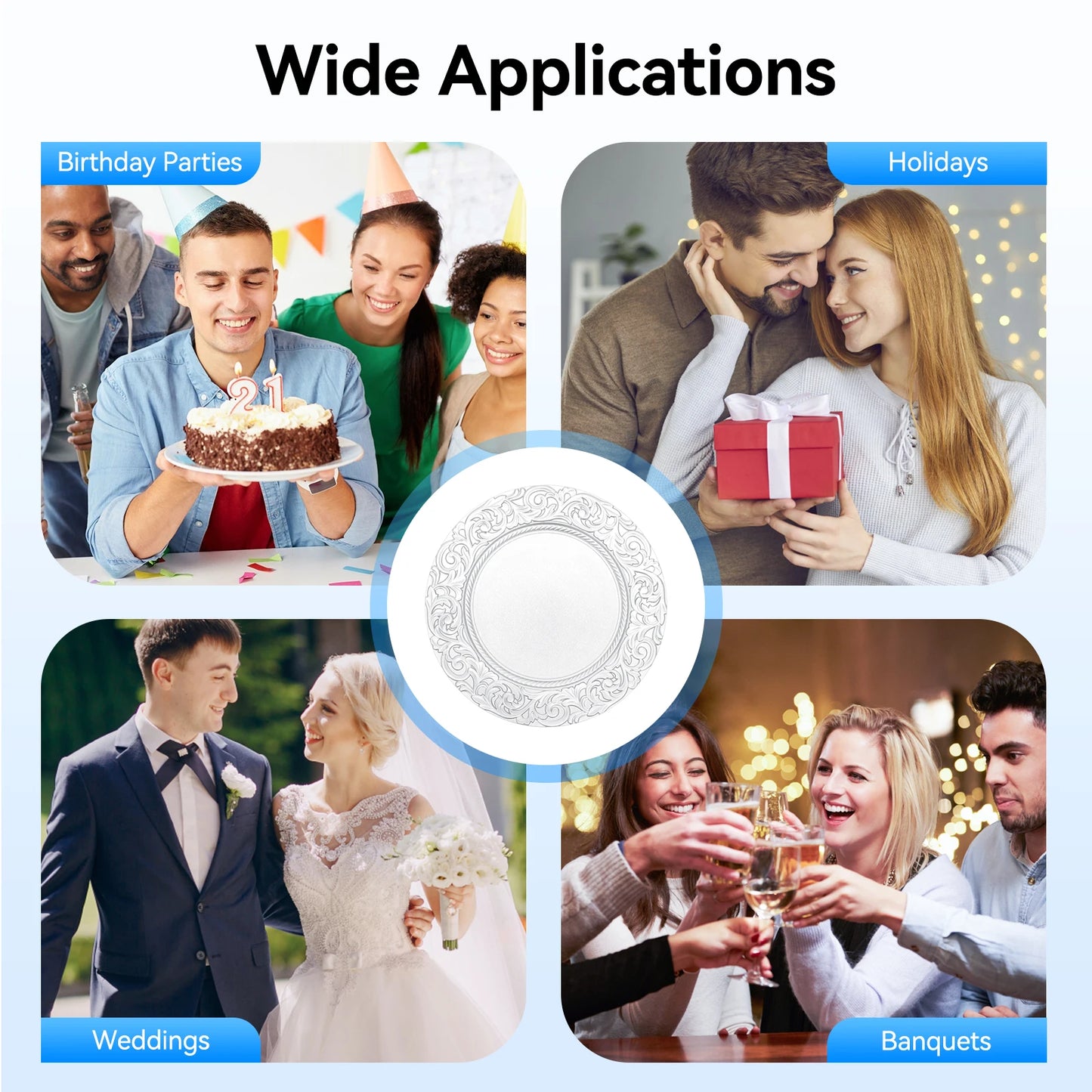 100PCS Reusable Serving Plates for Birthday Parties