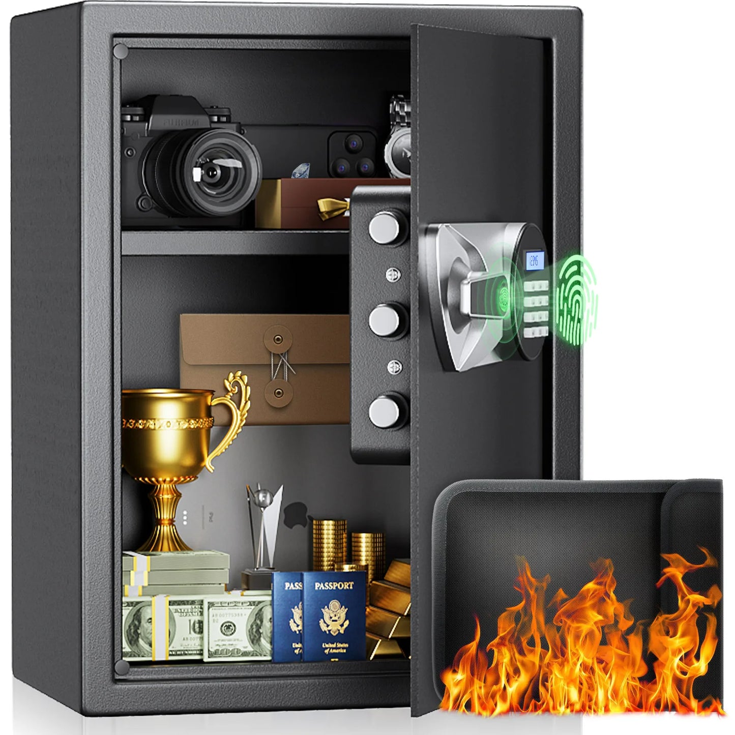 Fireproof Biometric Safe Box Hidden Design