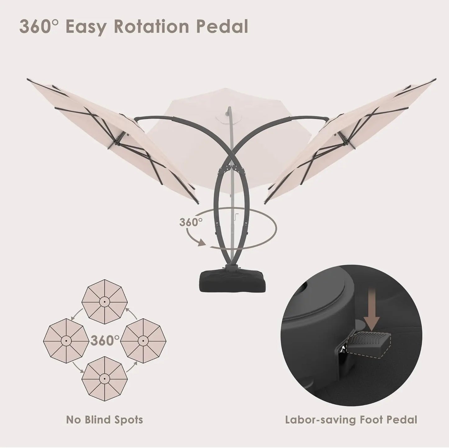 11FT Solar Powered Patio Umbrella with Base
