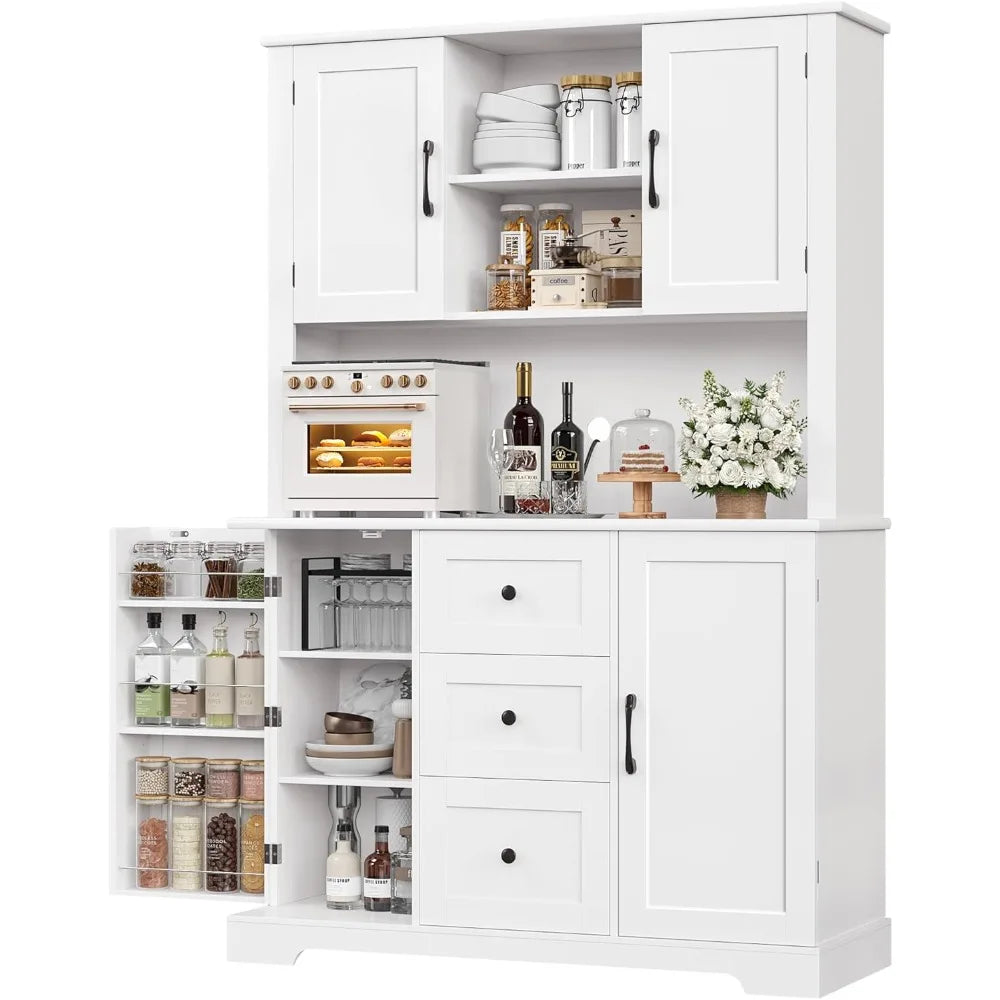 68" Kitchen Pantry Storage Cabinet with Microwave Stand
