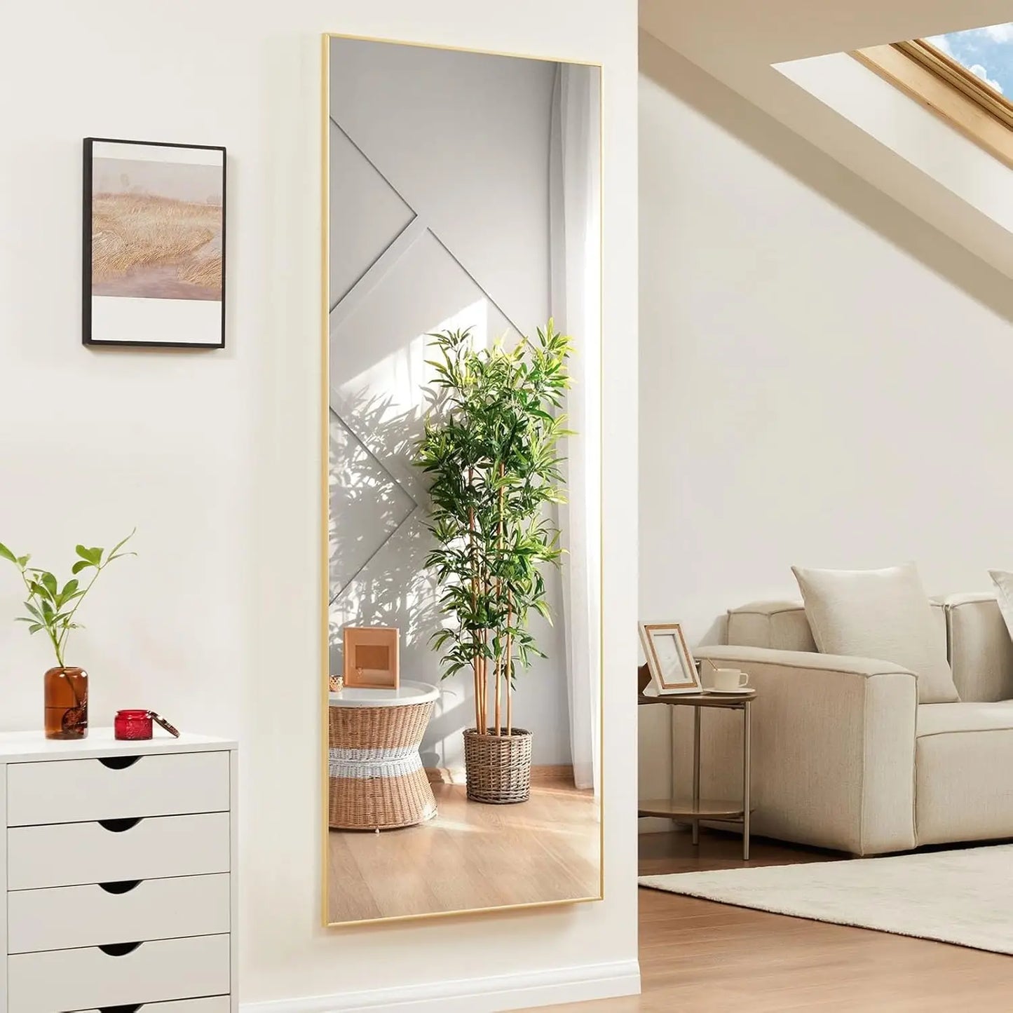 64"x21"Full Length body Mirror with Stand Full Length Aluminum Alloy