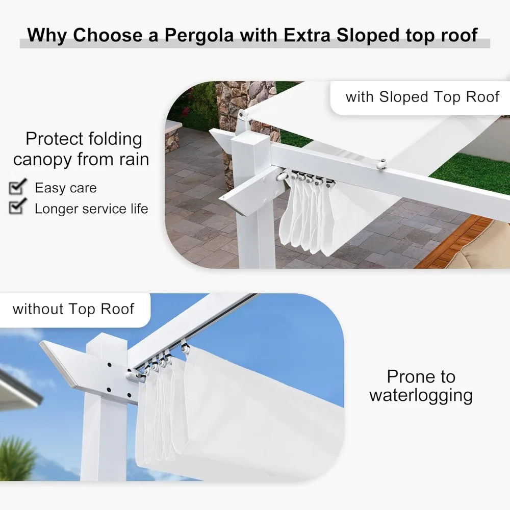 10' X 13' Outdoor Aluminum Heavy-Duty Retractable Pergola
