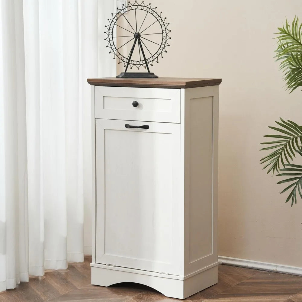 13 Gallons Tilt Out Trash Cabinet with Hideaway Drawer