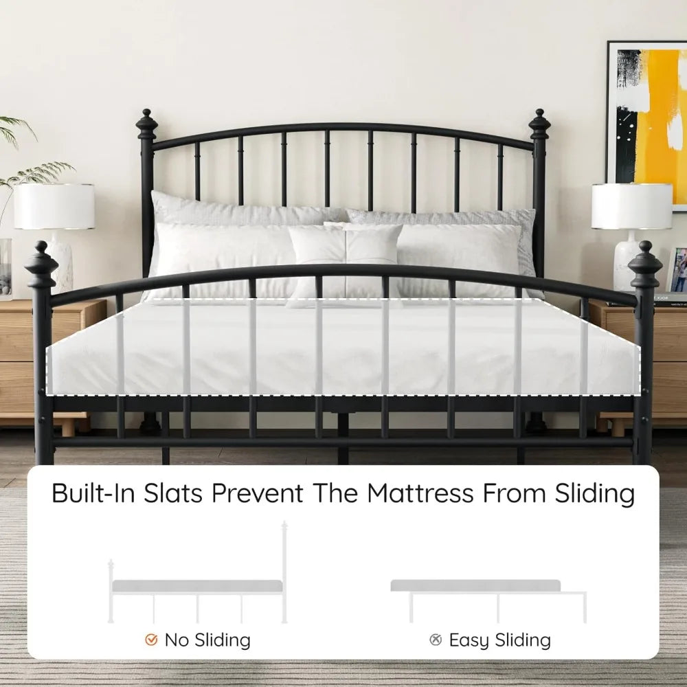 All Size Metal Platform Bed Frame, Victorian Wrought Iron-Art Design