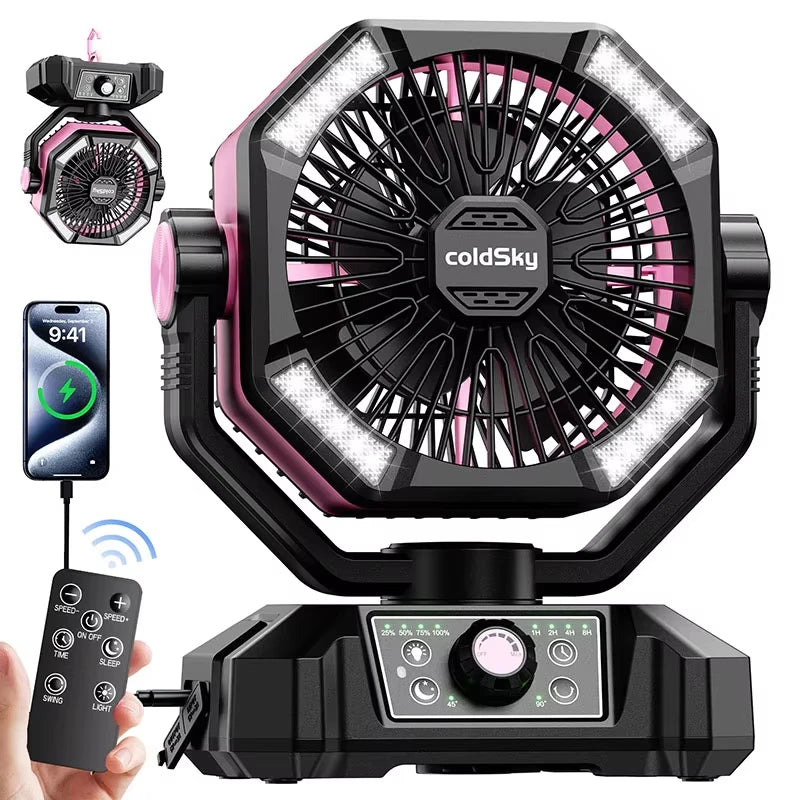 8 Speed Portable Outdoor Fan for Outdoor Camping and Fishing