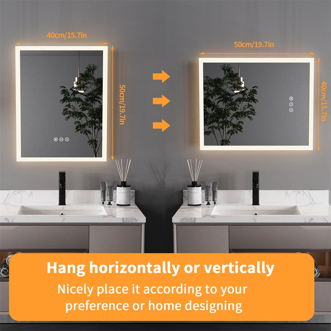 LED Bathroom Mirror for Vanity Dimmable 3 Colors Anti-Fog