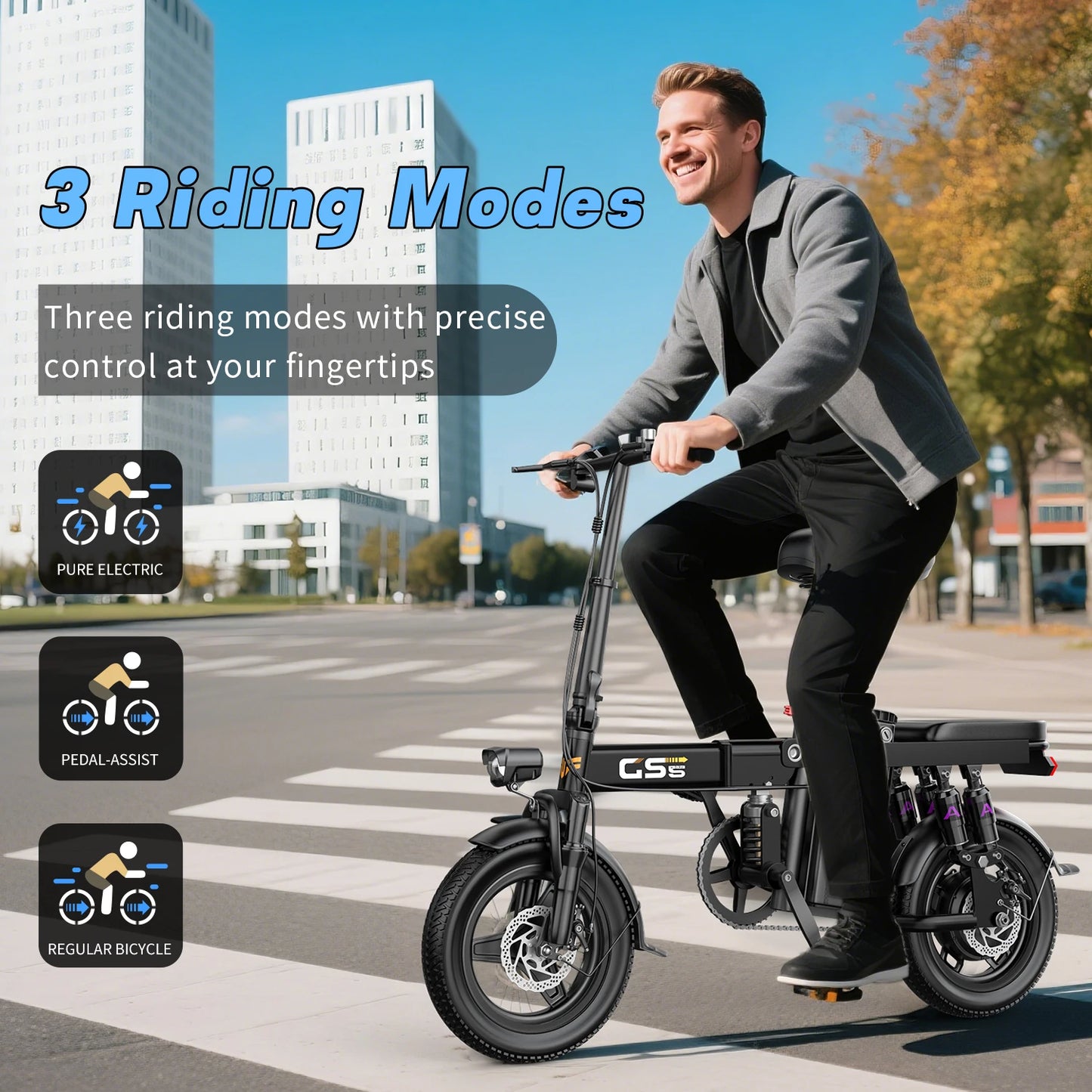 Folding Electric Bike for Adults Teens, 750W Peak Motor