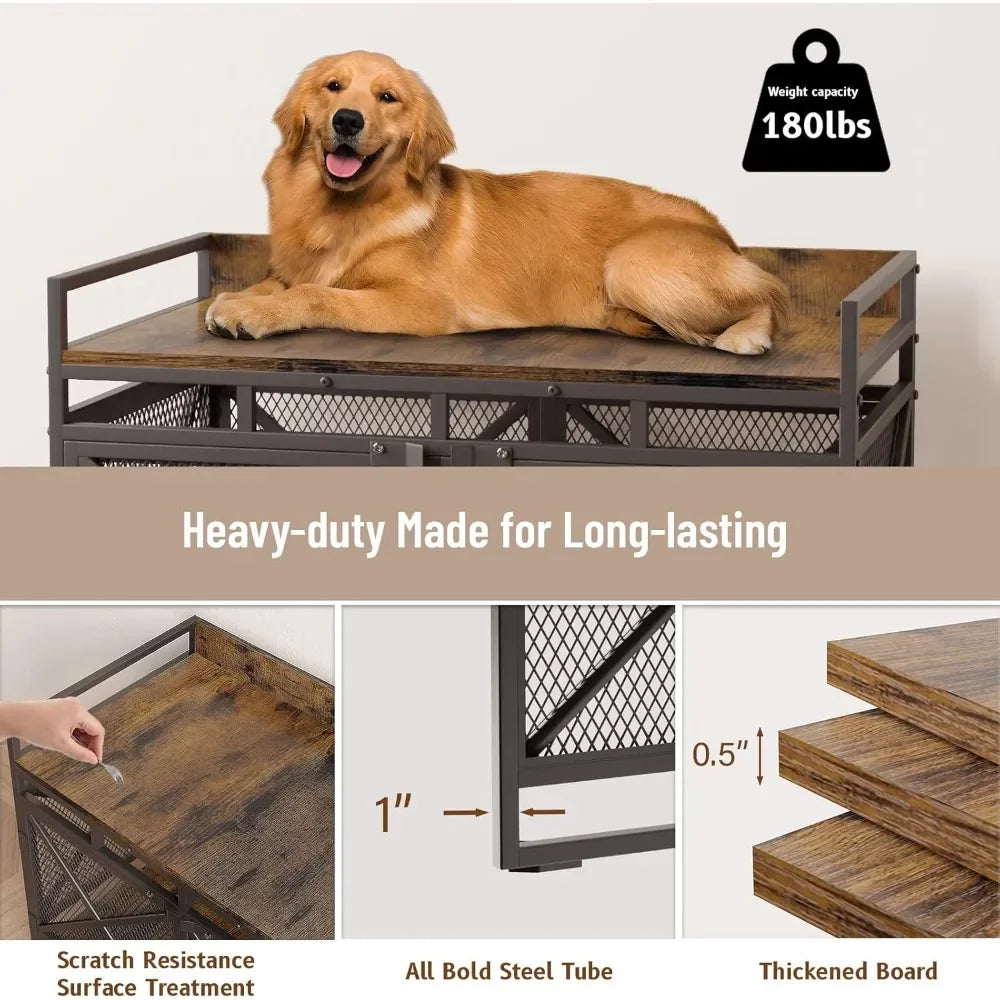Heavy Duty Dogs Furniture Indoor Wire Dog Cage with Caster Wheels