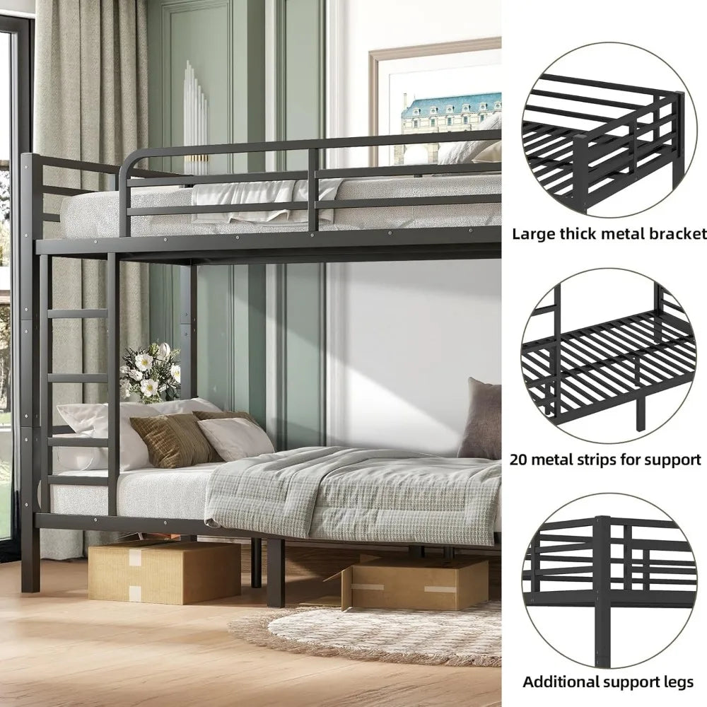 Twin XL Over Twin XL Bunk Bed Frame for Adults/Teens