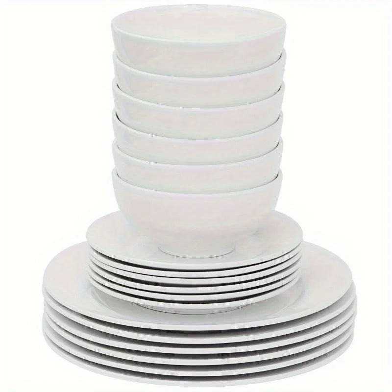 18-Piece Dinnerware Set Round Dinner Plates Dish Service For 6