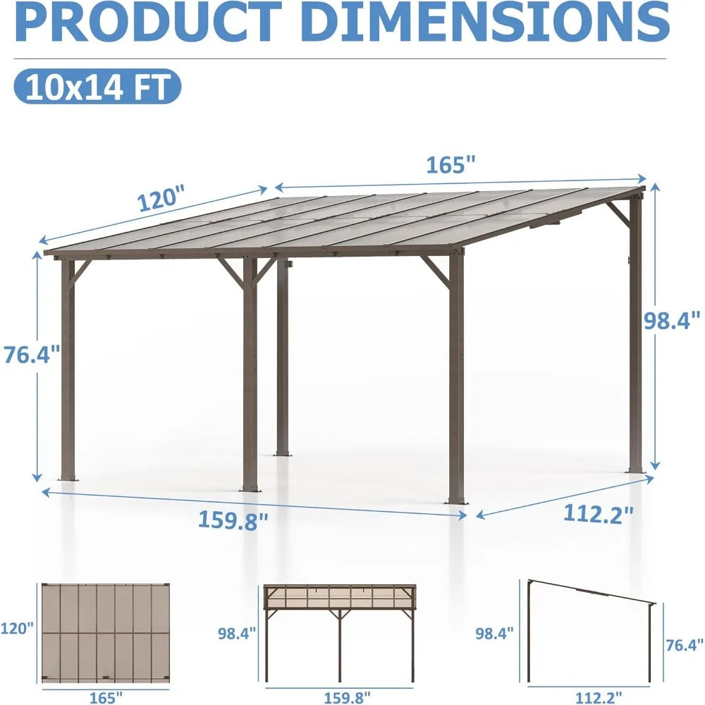 10x14 FT Wall Mounted Gazebos Canopy Awnings