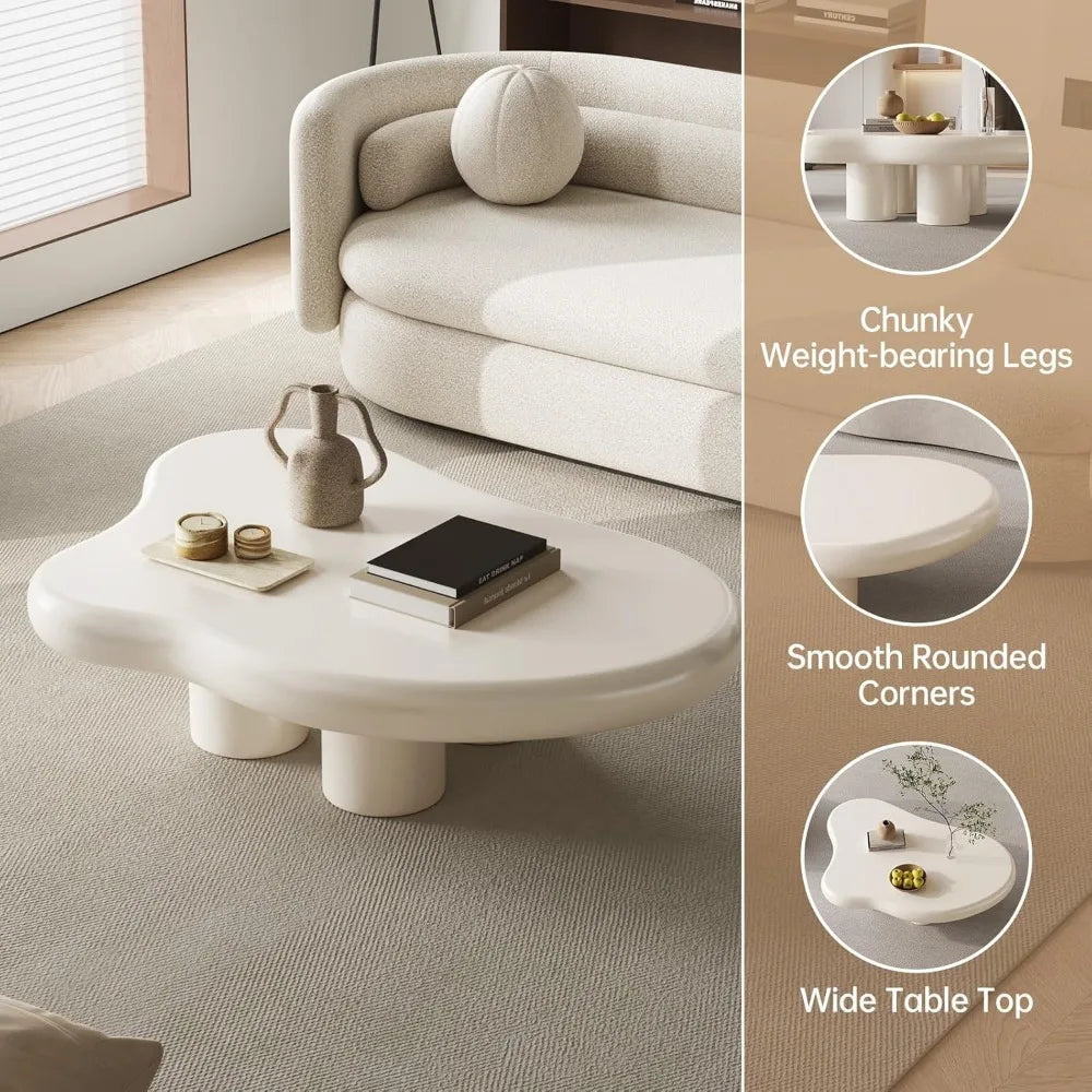 Cream White Coffee Table with 4 Legs