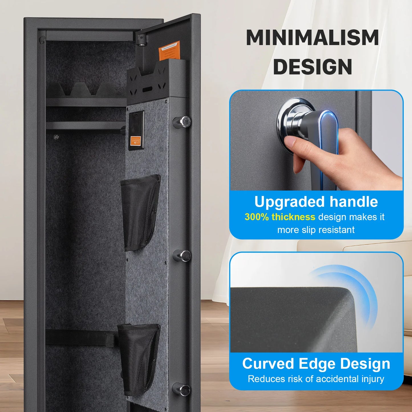 Mustak 3-8 Rifles Gun Safe for Home with Fingerprint/Keypad