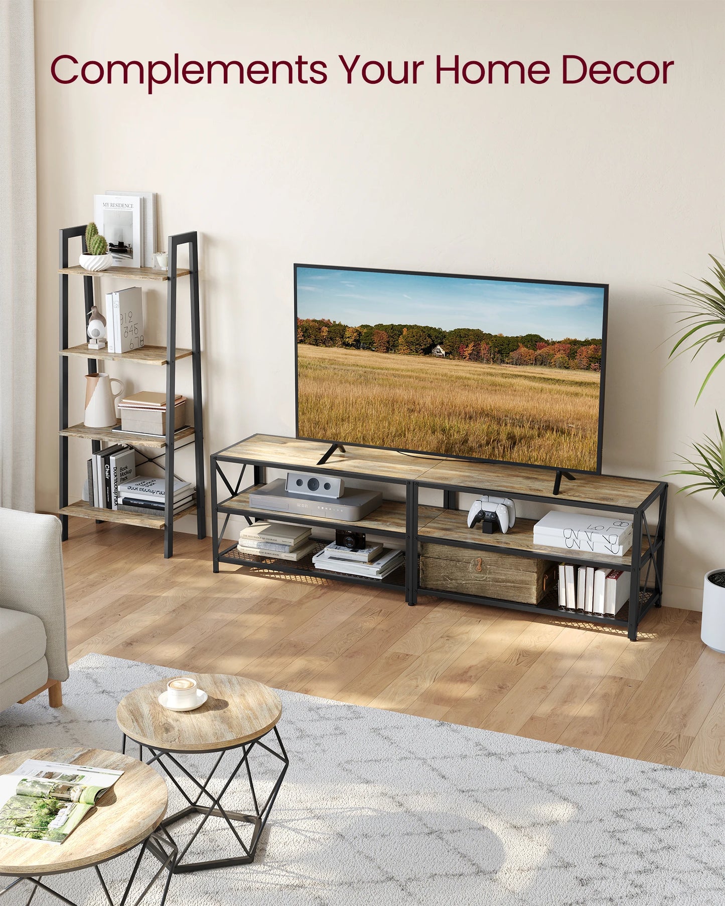 TV Console for TVs Up To 75 Inches with Storage Shelves