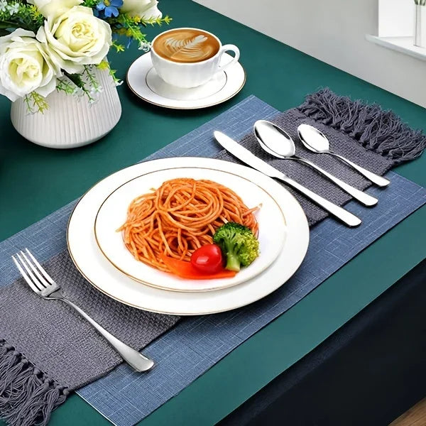 24pcs Elegant Stainless Steel Black Flatware Set.