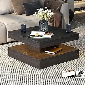 2-Tier LED Coffee Table with Storage