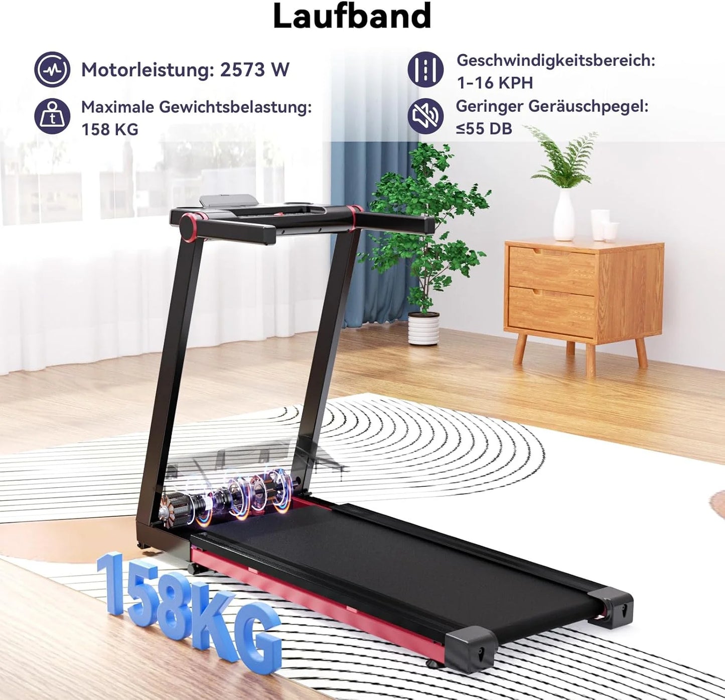 350lbs Adjustable Foldable Treadmill,10MPH Exercise Machine