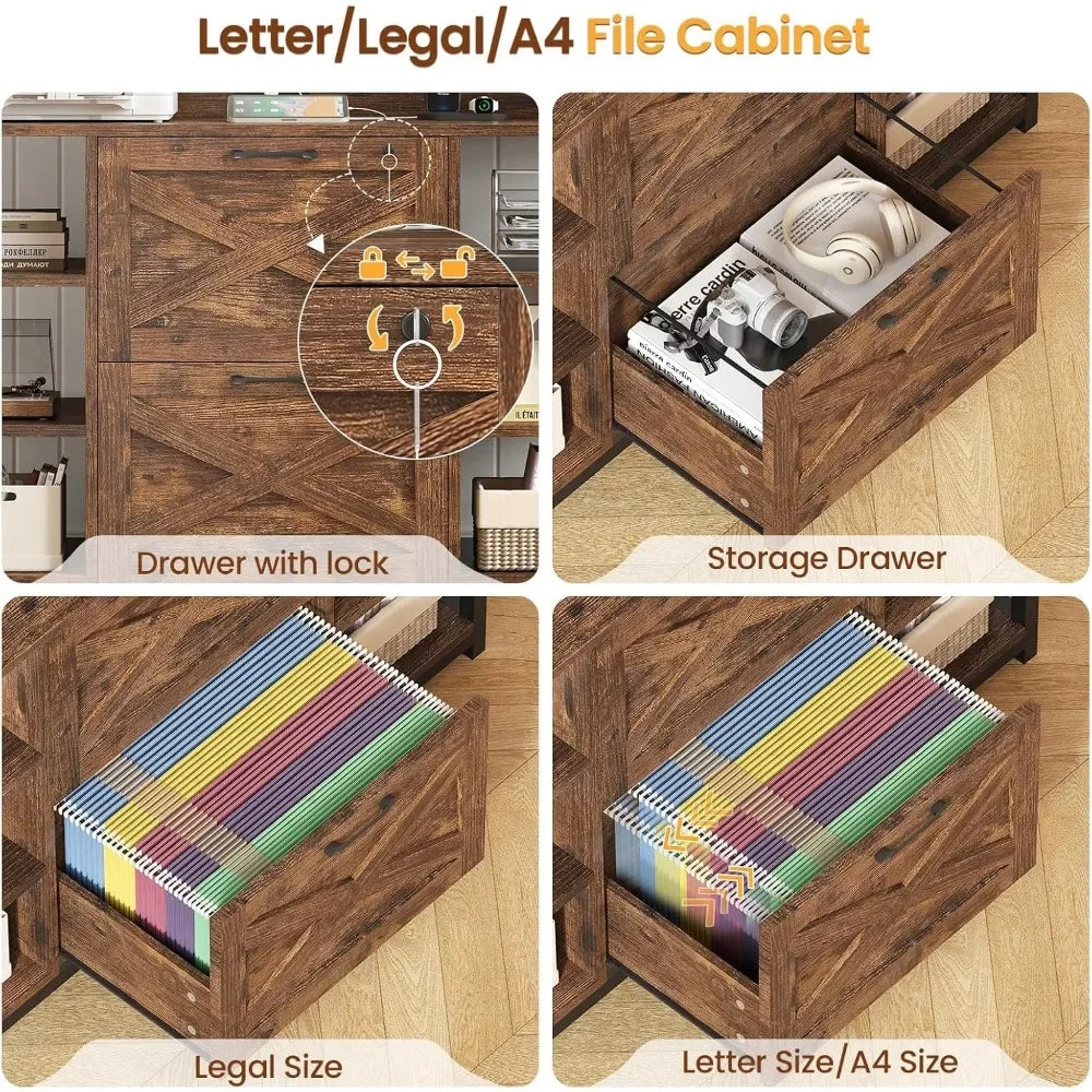 2 Drawer Filing Cabinets for Home Office with Lock