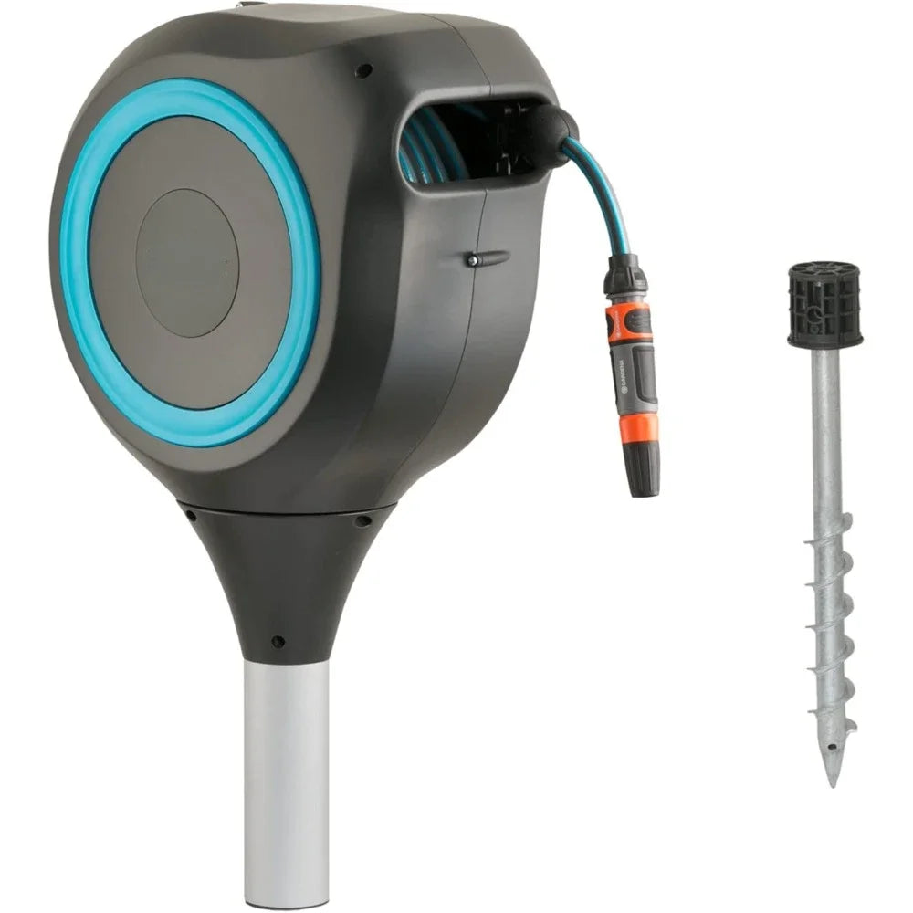 HOT 66' x 1/2" Automatic Retractable Garden Hose Reel on Metal Spike