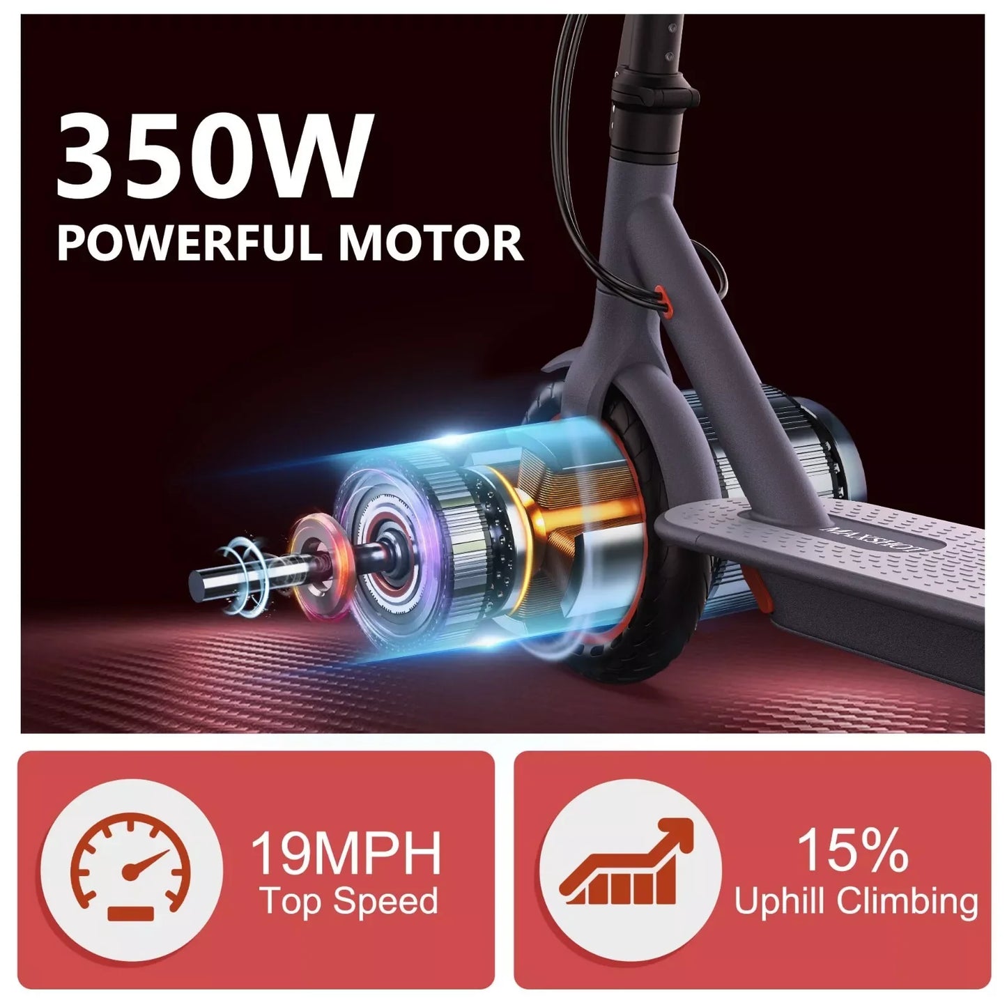 350W 19mph waterproof Electric Scooter with Shock-absorbing