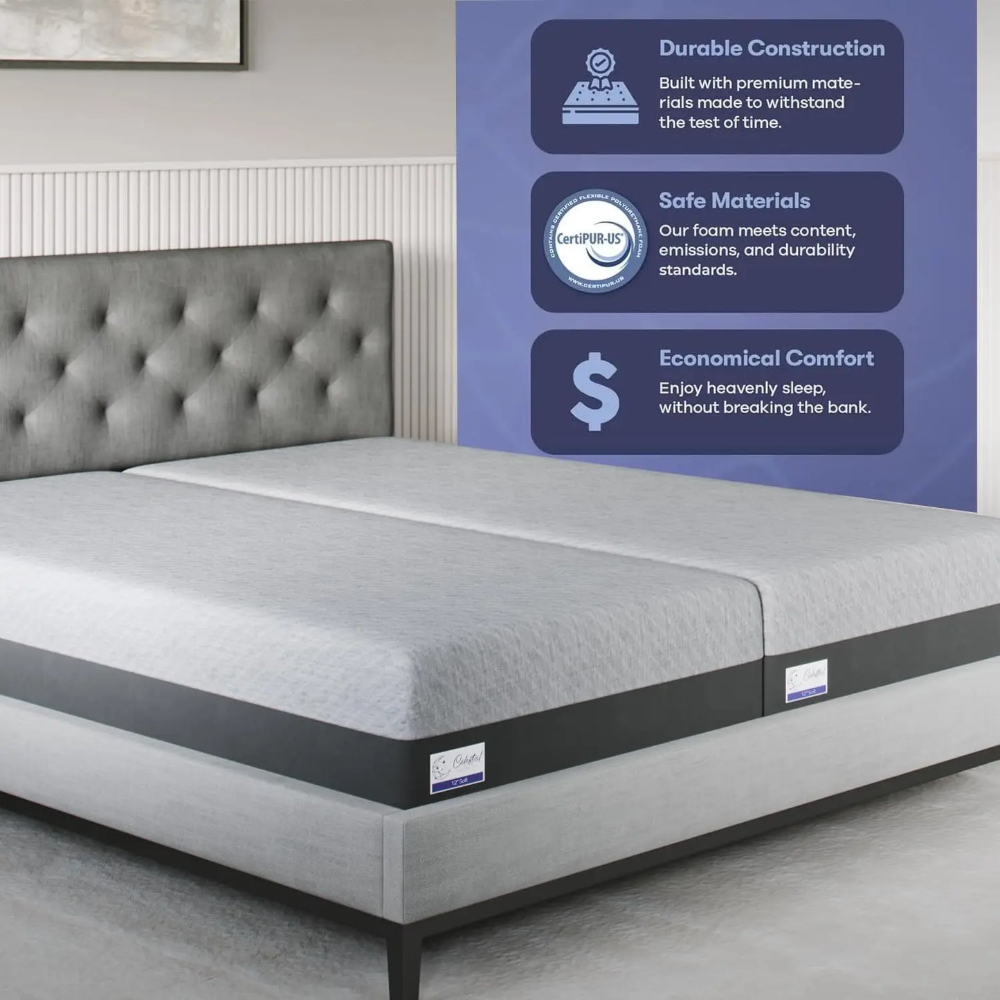 10-inch Medium Split King Gel Memory Foam Mattress in a Box