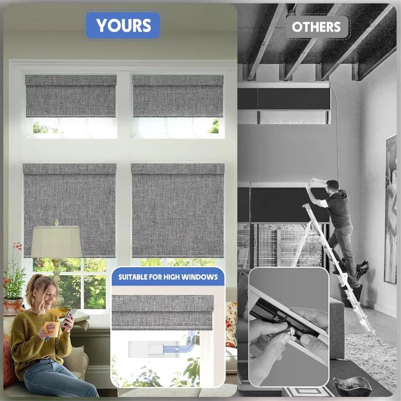Blackout Smart Roller Blinds Solar Panel Include Electric Cordle