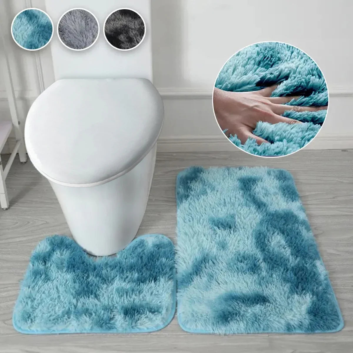 2pcs bathroom anti-slip bath water absorbent rug