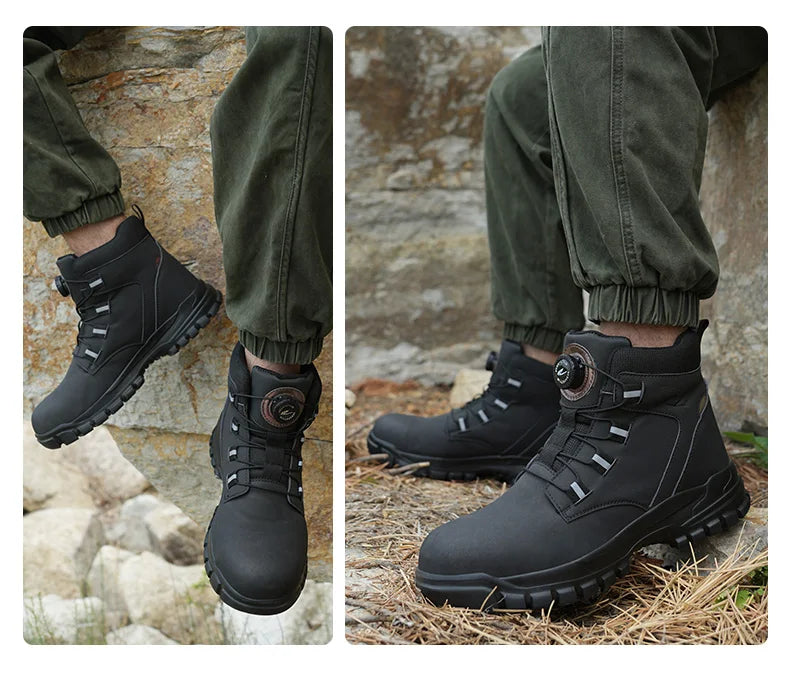 High Top Steel Toe Boots Slip Resistant Anti-Puncture