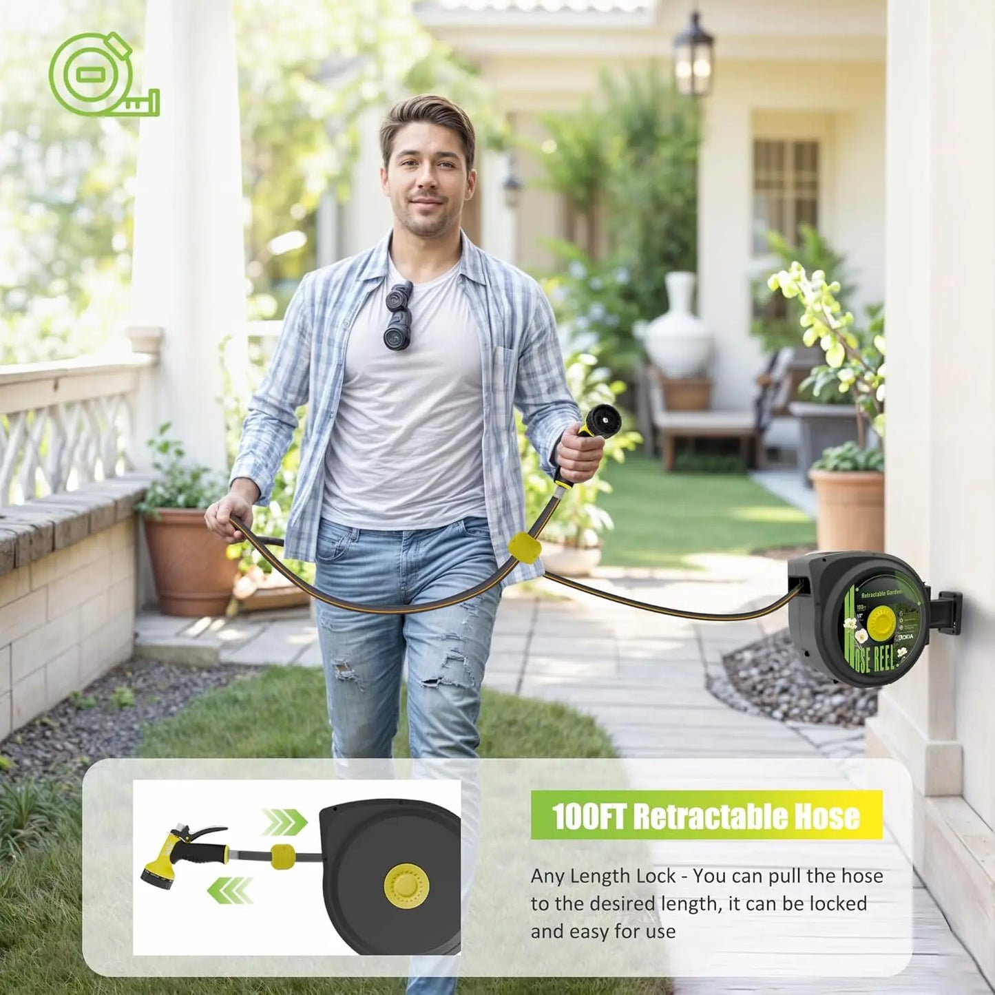 100 ft x 1/2-inch Garden Hose with Auto Return System