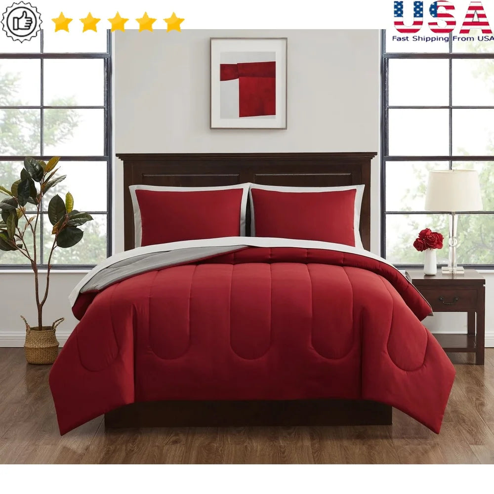 Full Size 7 Piece Reversible Comforter Set