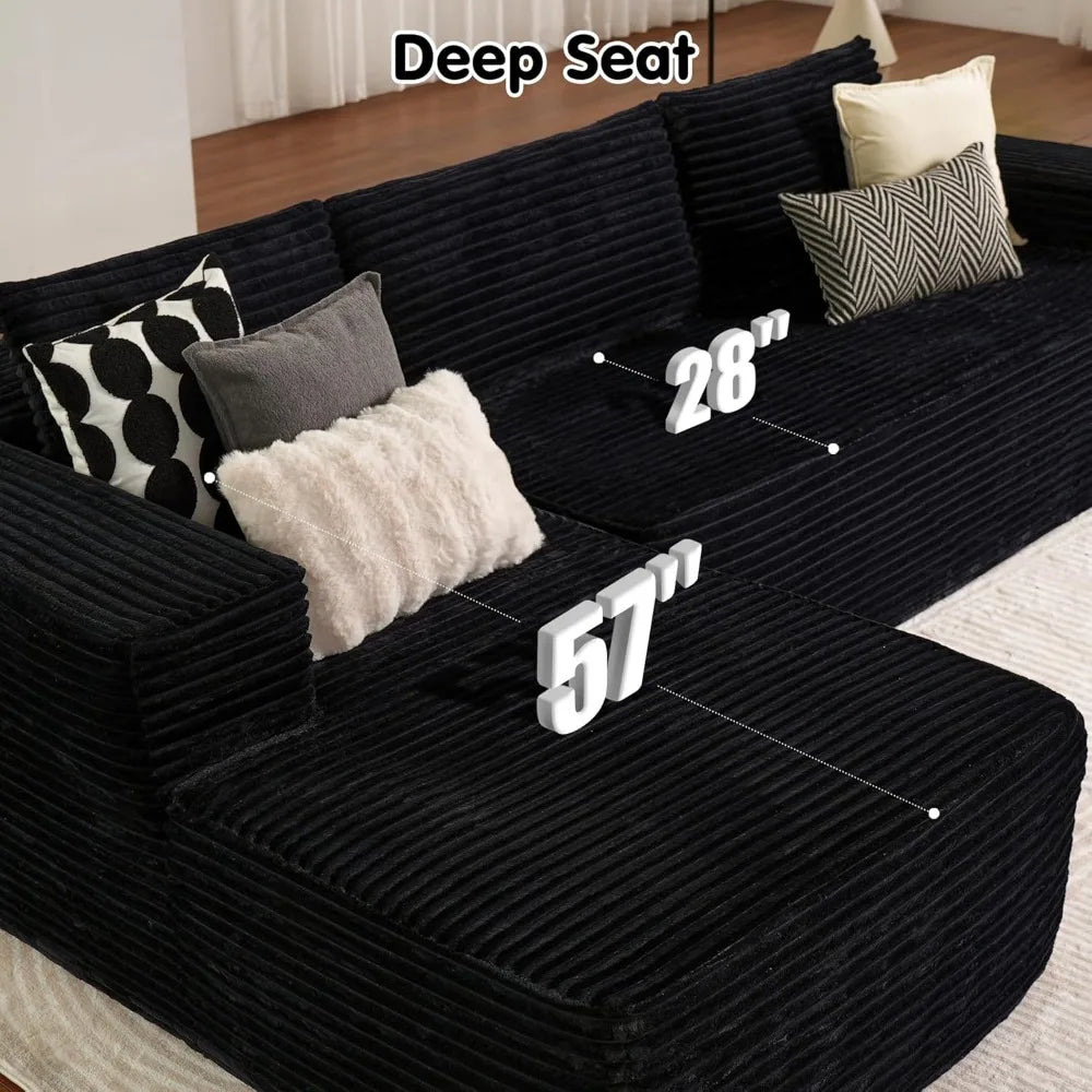 104" Cloud Sectional Couch with L-Shape Chaise and Deep Seating