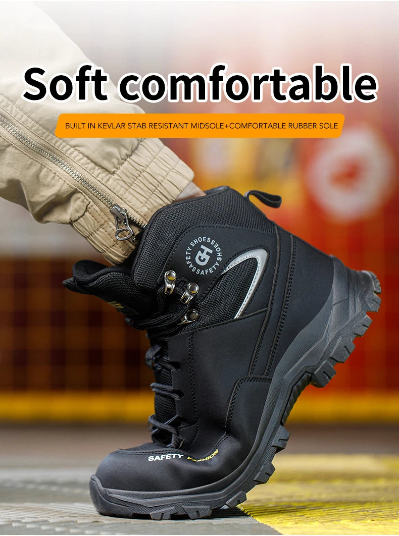 High Top Safety Shoes Men Steel Toe Work boots