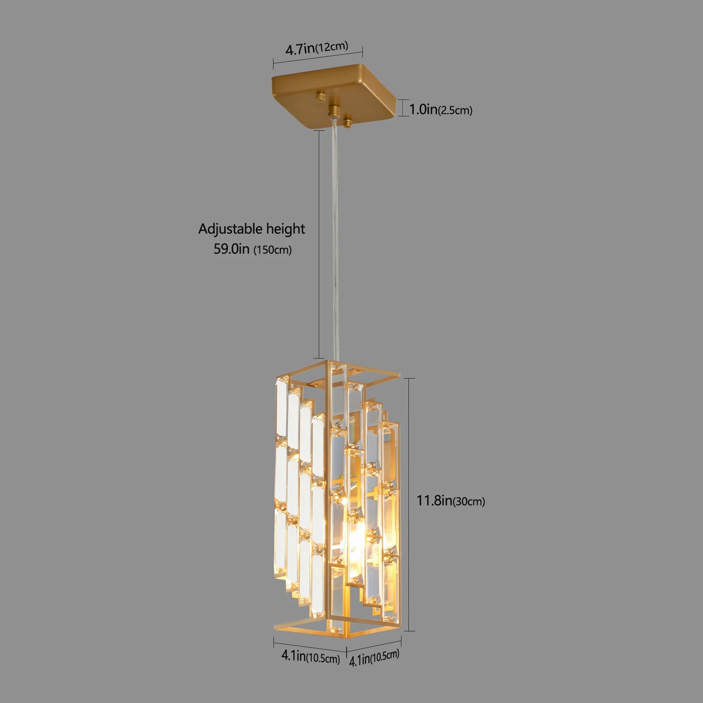 3 Pack, Adjustable Hanging Ceiling Lamp with Crystal Prism Design