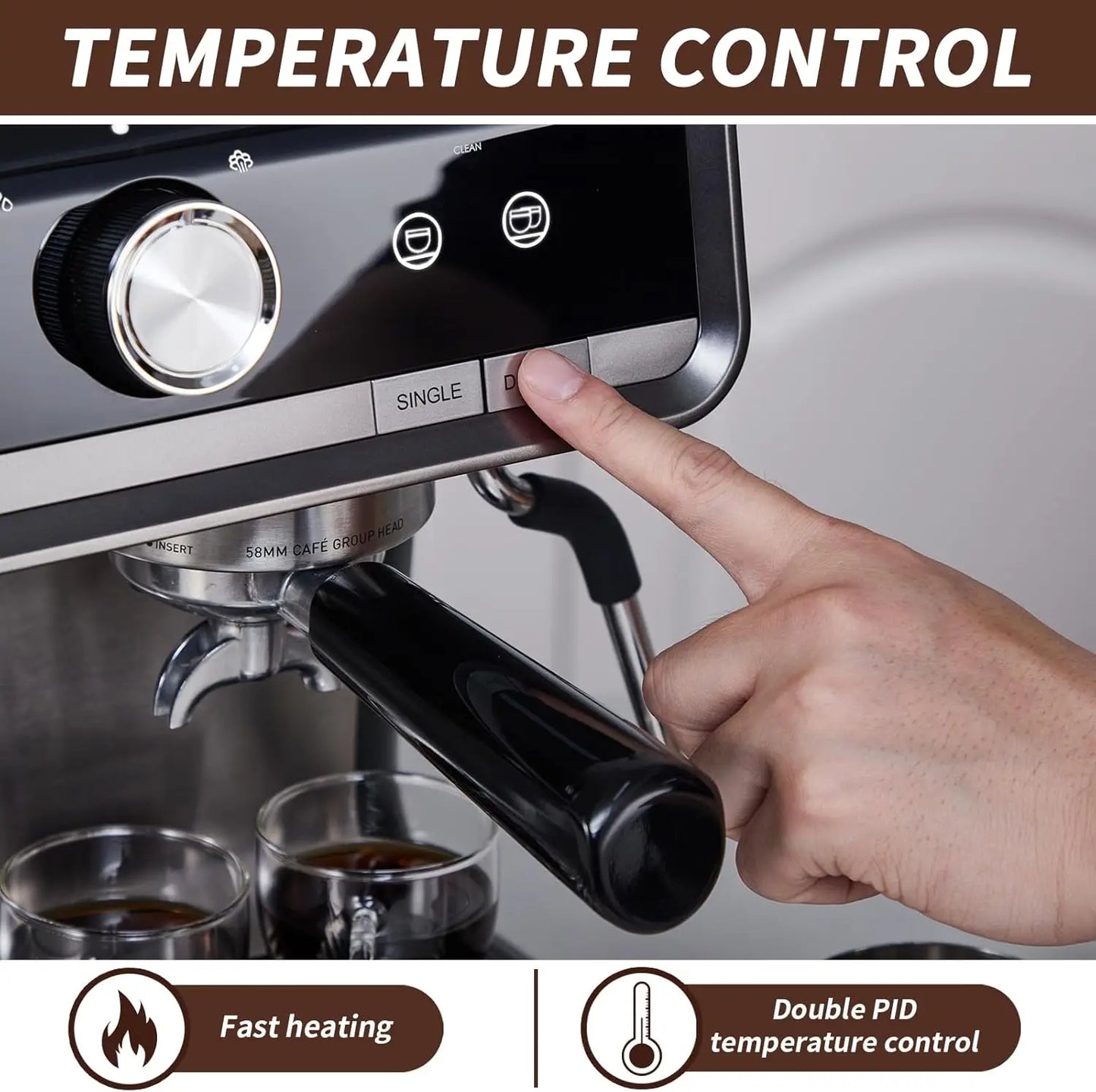Espresso Machine with Grinder with Milk Frothier Steam Wand