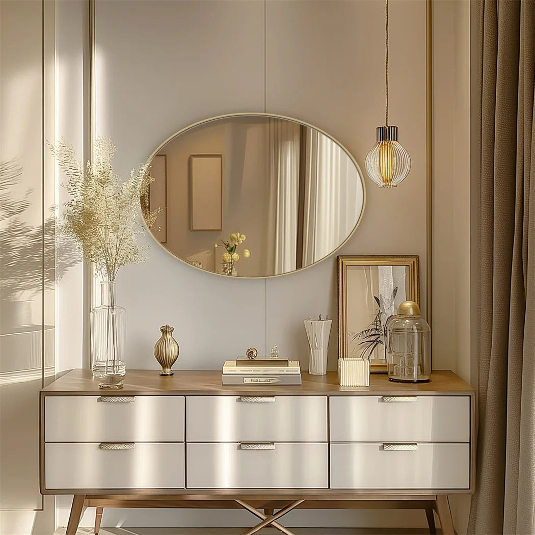 Brushed Gold Mirror with Metal Frame