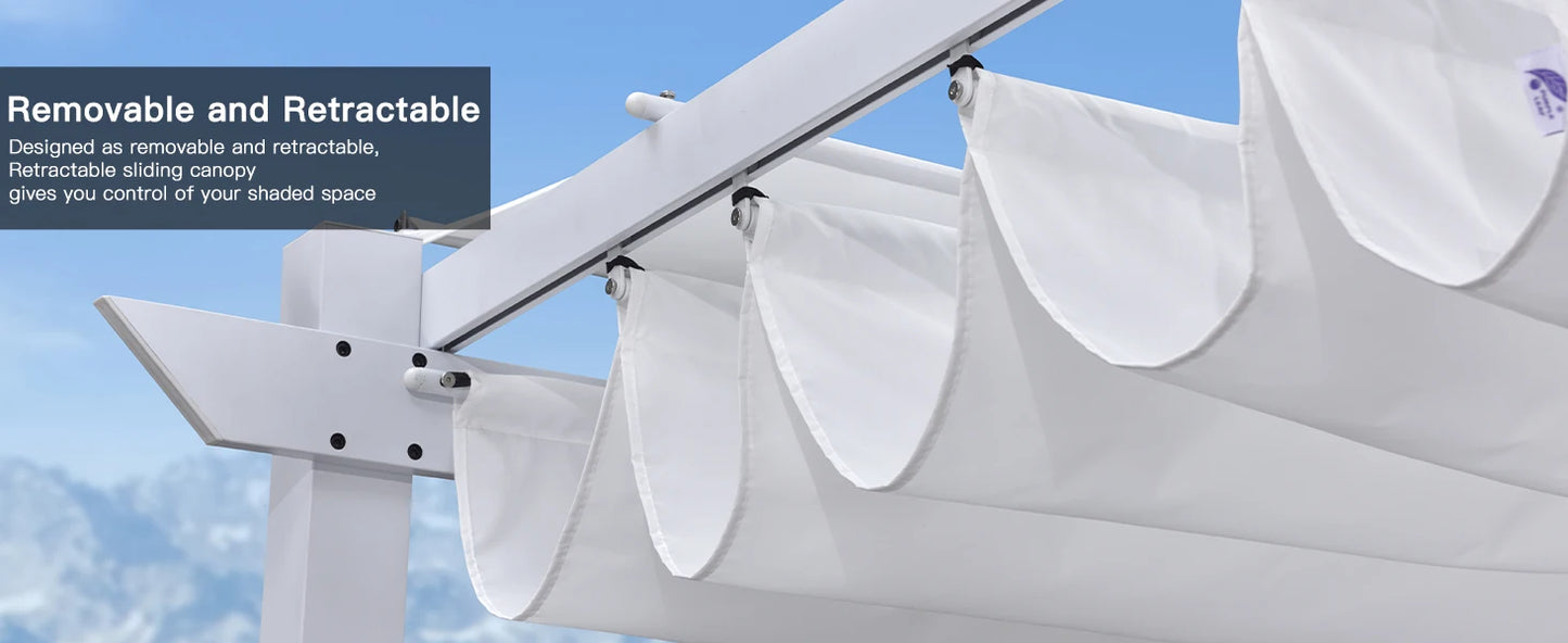 10' X 13' Outdoor Aluminum Heavy-Duty Retractable Pergola