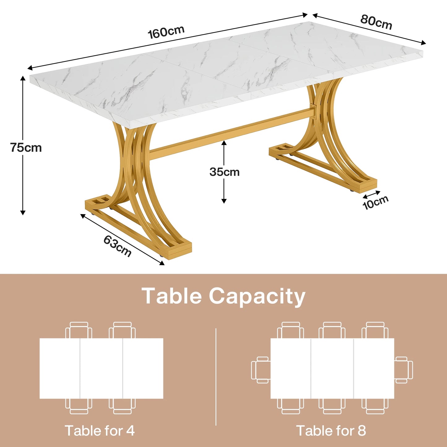 63-Inch Rectangular Dining Table for 4 to 6 people