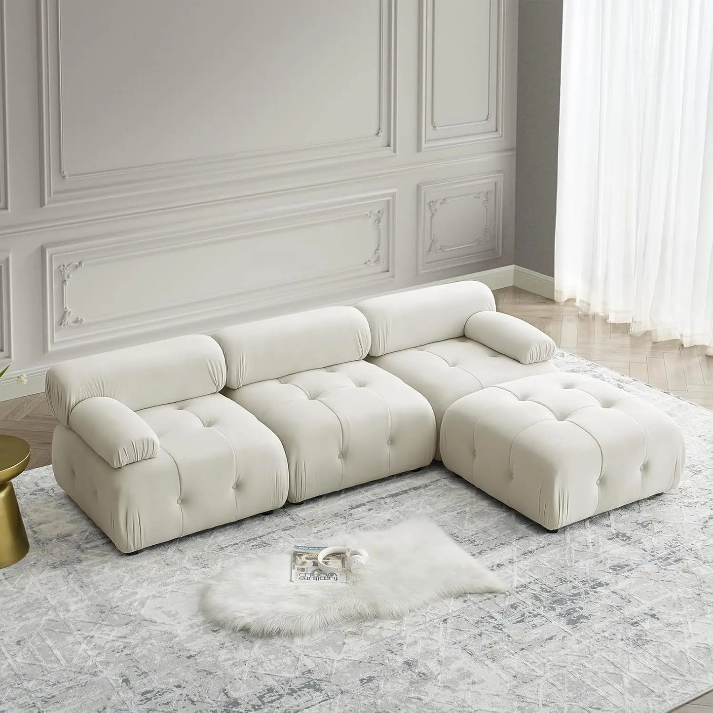 L Shaped Couch with Reversible Ottoman, Living Room Couch