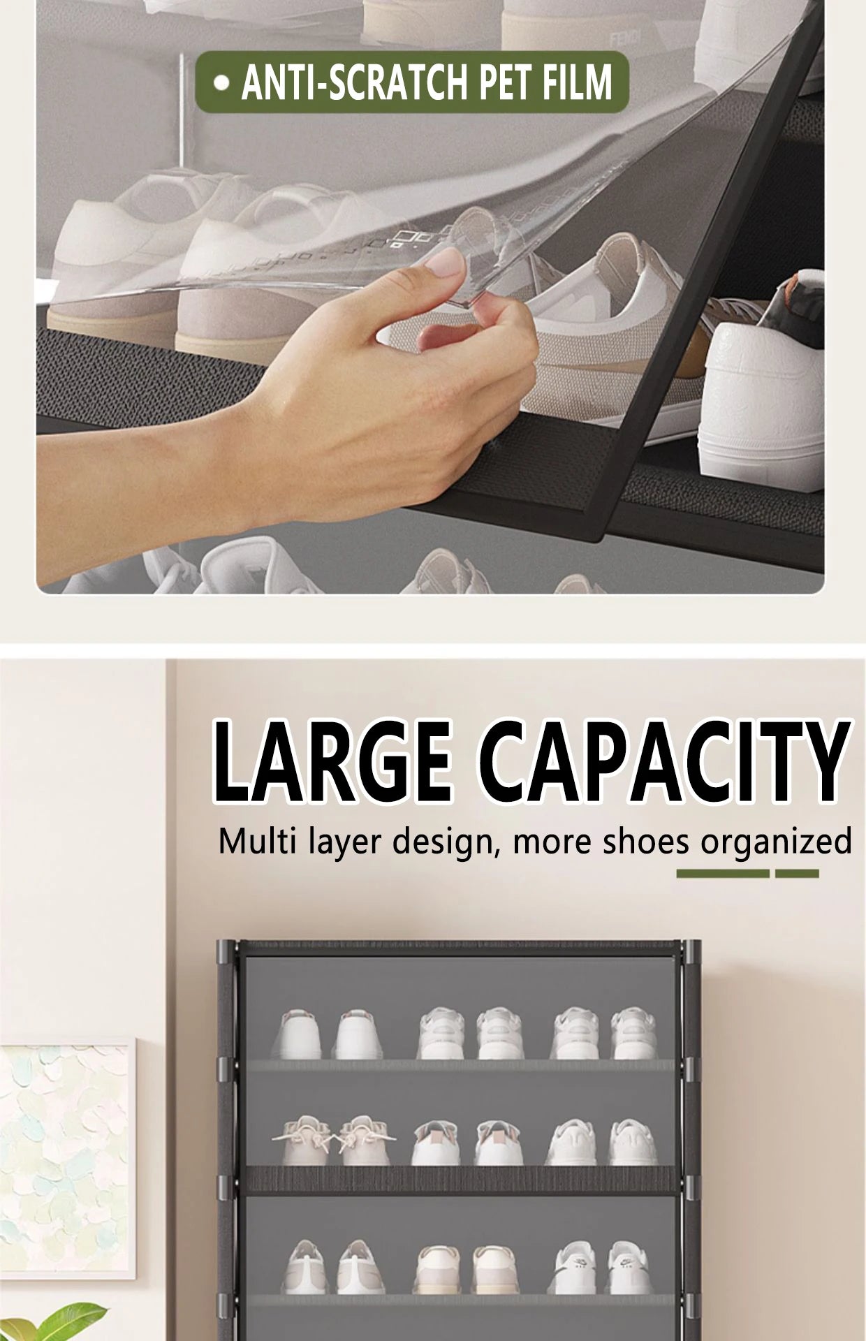 Multi-layer Shoe Cabinet Organizer with Clear Lid