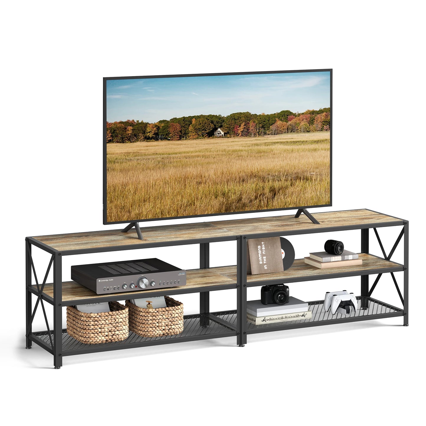 TV Console for TVs Up To 75 Inches with Storage Shelves
