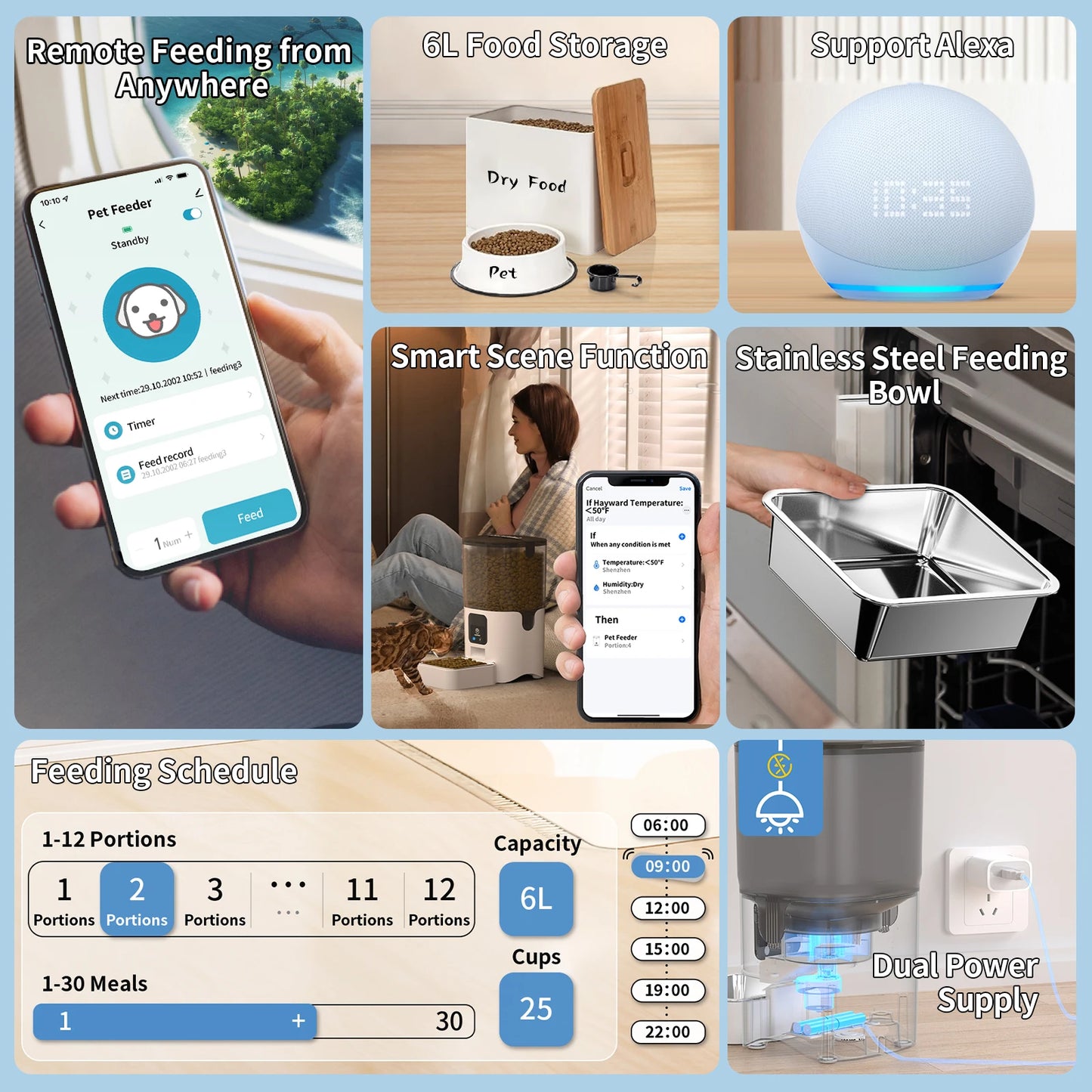 Smart Automatic Cat Wi-Fi Pet Feeder with APP Control for Remote Feeding