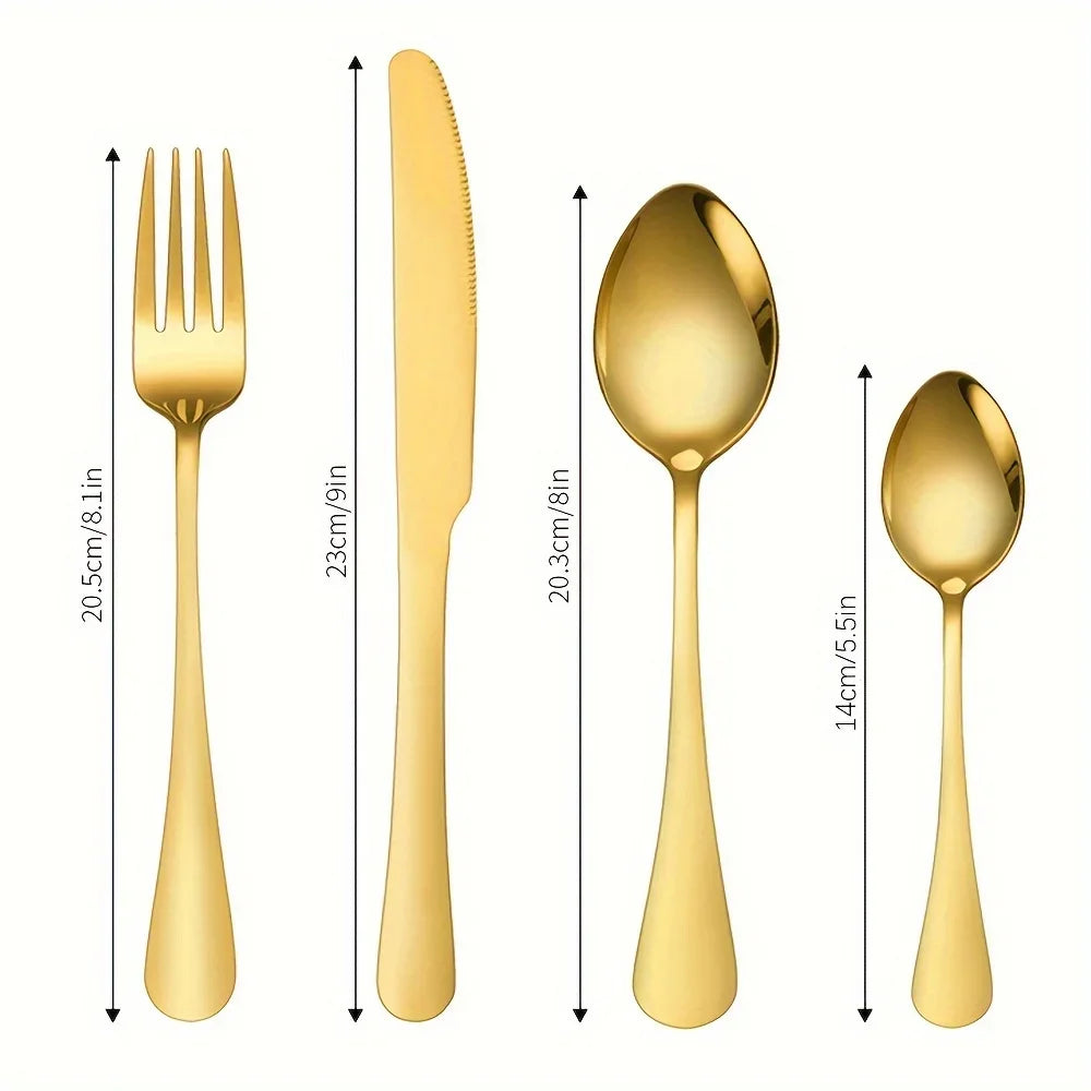 24pcs Elegant Stainless Steel Black Flatware Set.
