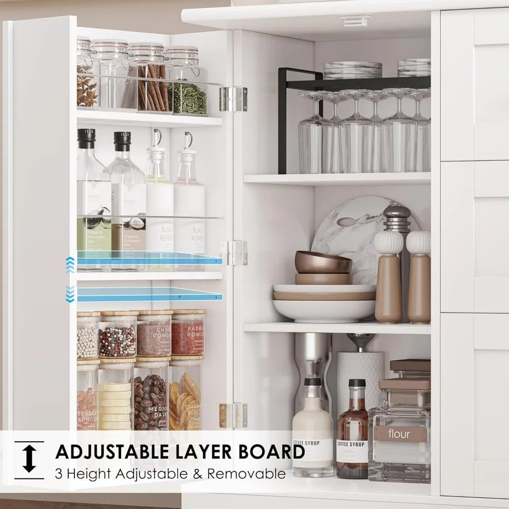 68" Kitchen Pantry Storage Cabinet with Microwave Stand