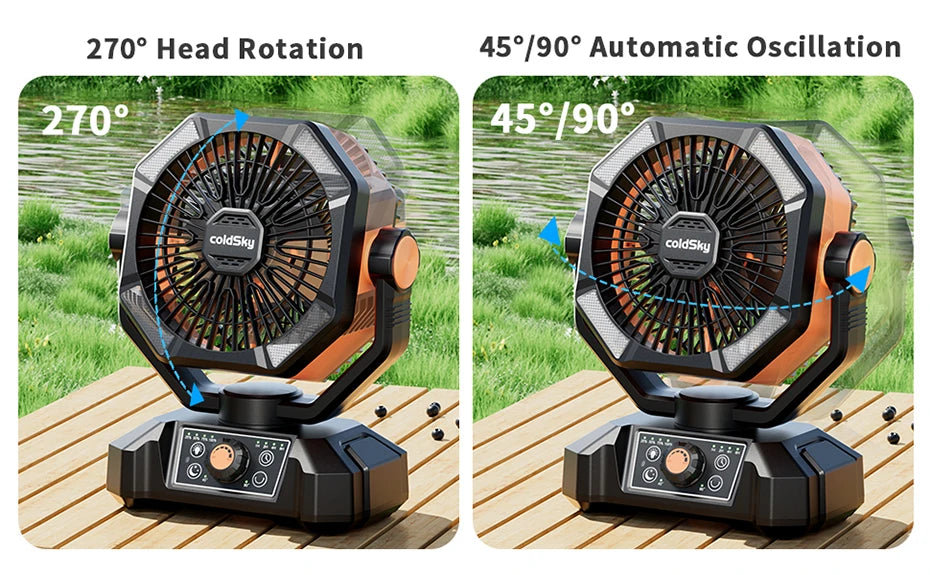 20000mAh Battery Camping Fan with 4 LED Lantern 8 Speeds