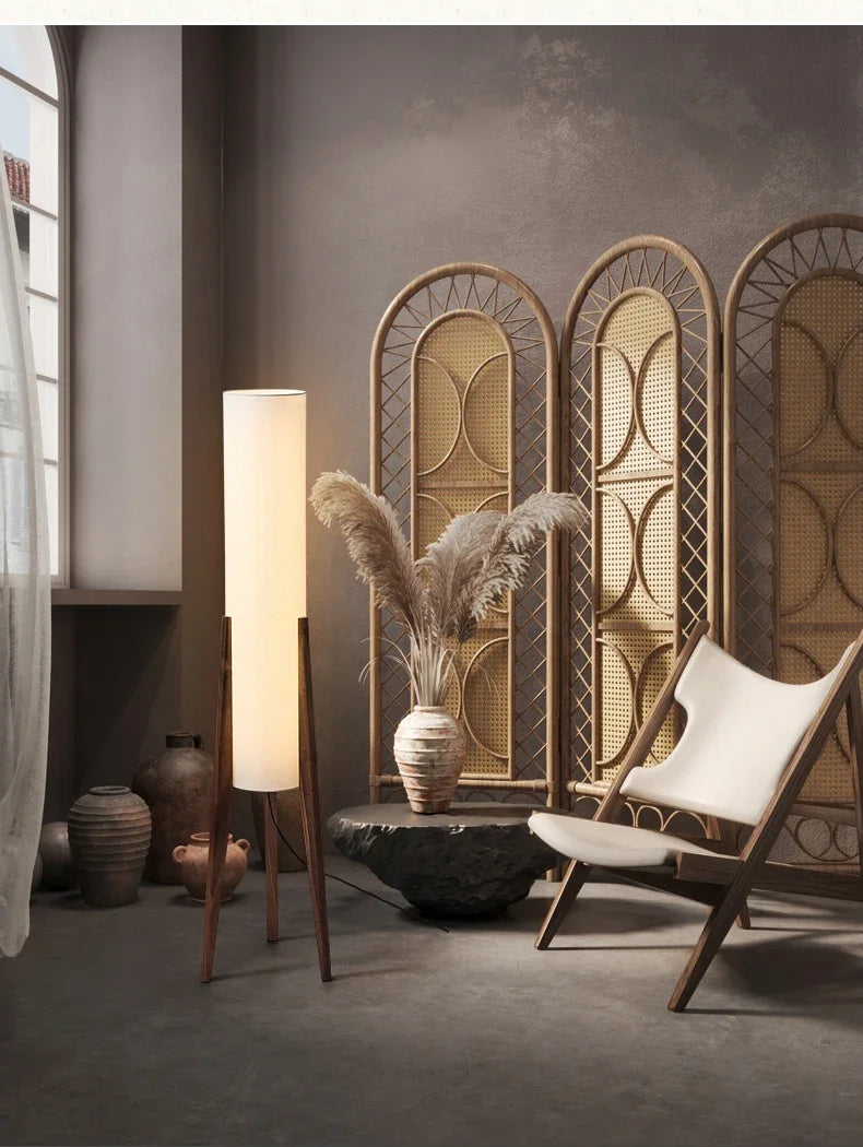 Zen Floor Lamp Japanese style light fabric shade lamp