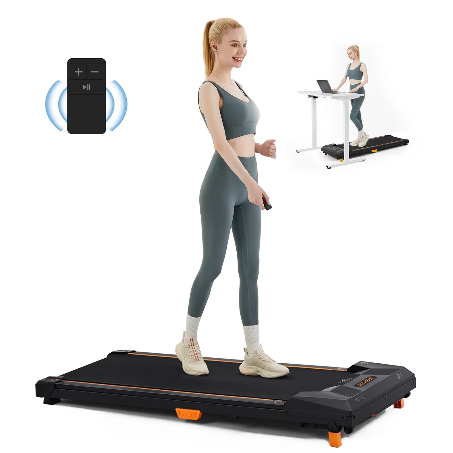 2.5HP Portable Treadmill Incline Walking Pad Treadmill 330lbs Capacity